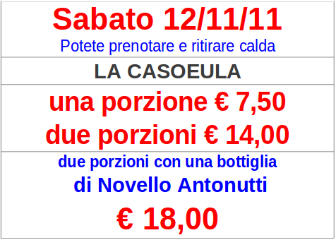 Casoeula e vino Novello Antonutti – Sabato 12 novembre 2011