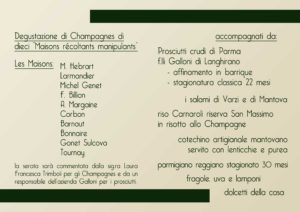 Champagnes e prosciutto crudo di Parma in barrique - Martedì 22 novembre