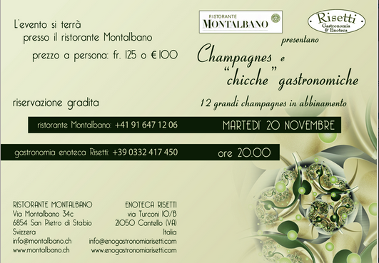 Champagnes e “chicche” gastronomiche – Martedì 20 novembre