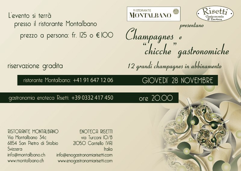 Champagnes e “chicche” gastronomiche – Giovedì 28 novembre