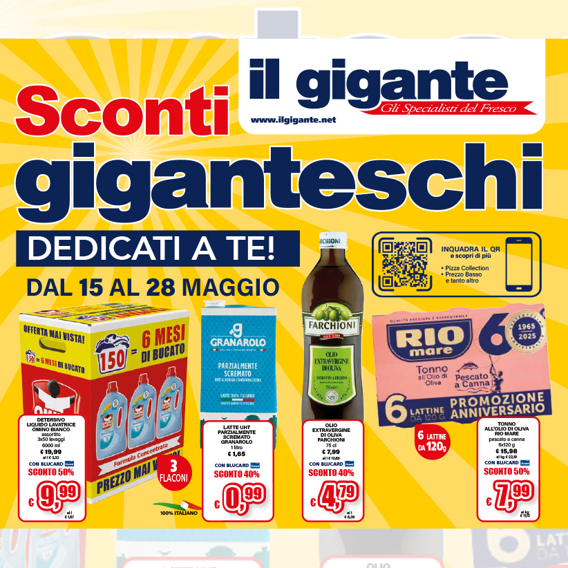 Sconti Giganteschi dal 15 al 28 maggio!
