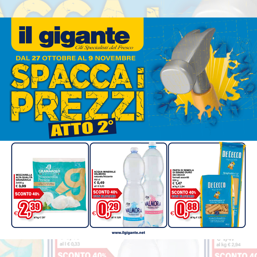Spaccaprezzi Il Gigante: dal 27 ottobre al 9 novembre, il risparmio continua