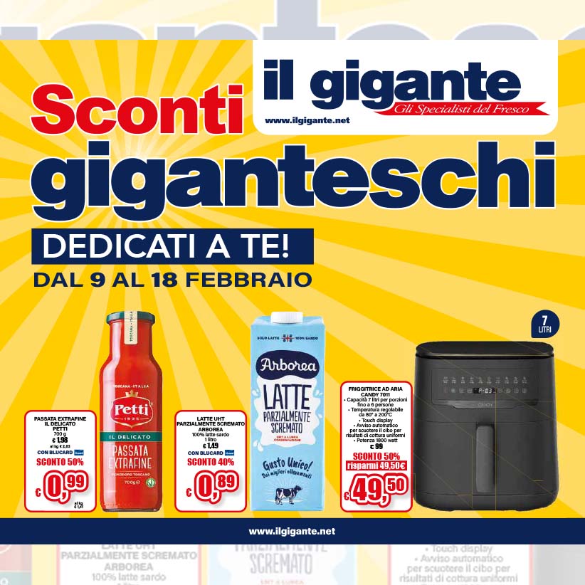Sconti Giganteschi dal 9 al 18 febbraio