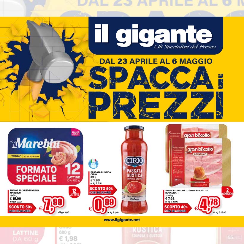 Spaccaprezzi Il Gigante: sconti fino al 50% per la vostra spesa quotidiana