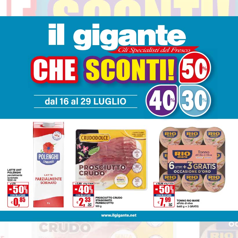 Che Sconti! 30, 40, 50% di risparmio con Blucard dal 16 al 29 luglio