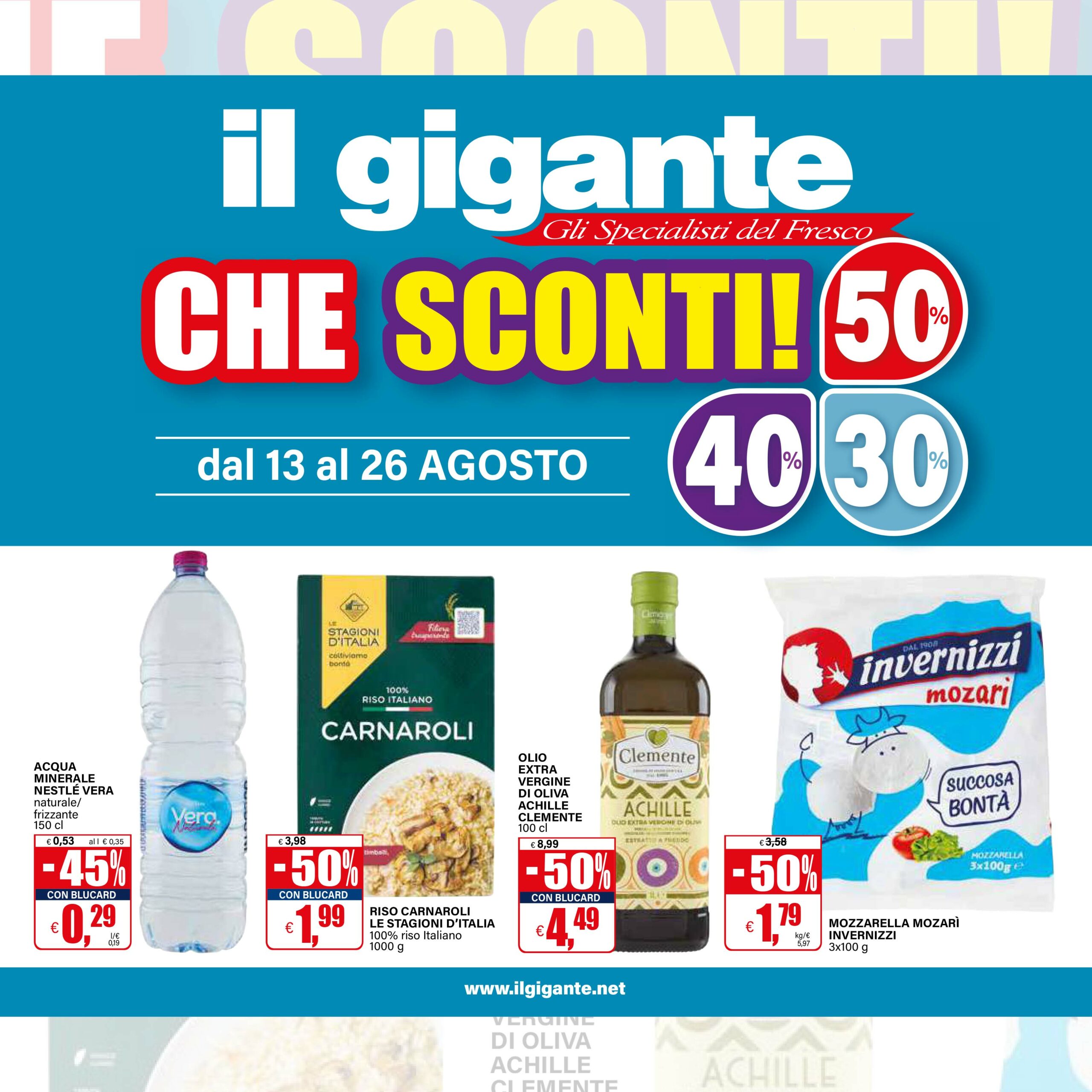Sconti 30-40-50% al Gigante: risparmia fino al 50% con Blucard