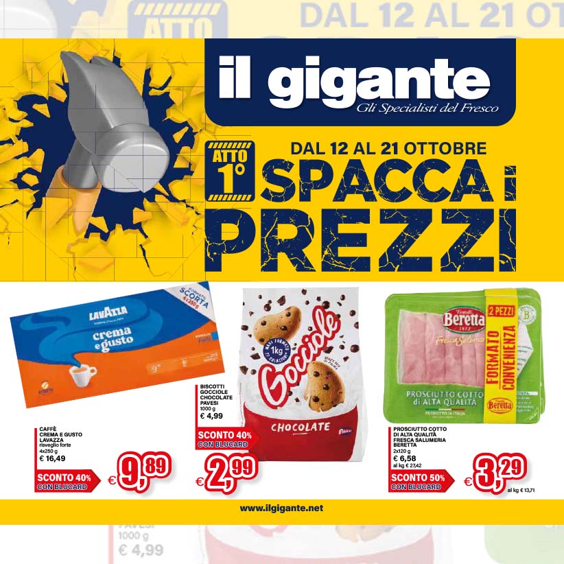 Spacca Prezzi Il Gigante: sconti fino al 50% e specialità regionali dal 12 al 21 ottobre